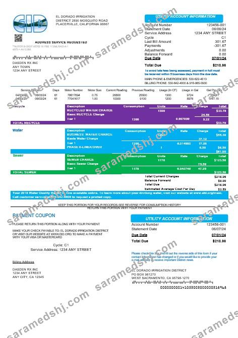 USA EID business utility bill template in Word and PDF formats